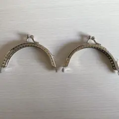 がま口金具 2個セット　丸型シルバー　縫い付けタイプ