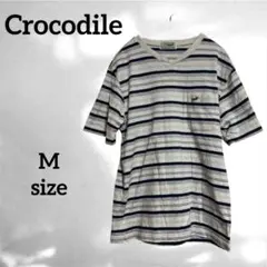 【Crocodile/クロコダイル】(M) ボーダー 半袖Tシャツ 胸ポケット