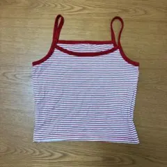 DAZY 赤と白のストライプ キャミソール M