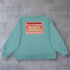 ロデオクラウンズ　ビッグロゴプリント　スウェット　刺繍ステッカー　グリーン　F