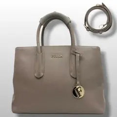 FURLA フルラ　ハンドバッグ　ショルダーバッグ 2way グレージュ　ロゴ