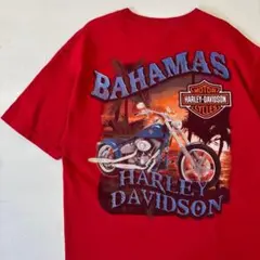 ハーレーダビッドソン　Tシャツ　プリントロゴ　レッド　Lサイズ　古着　アメカジ
