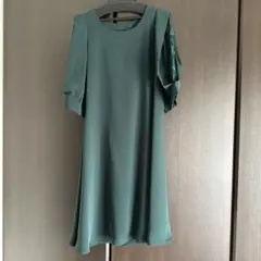 パーティードレス グリーン レース袖