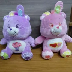 【新発売】ケアベア うさぎコスチュームBIGぬいぐるみ ピンクとパープルセット