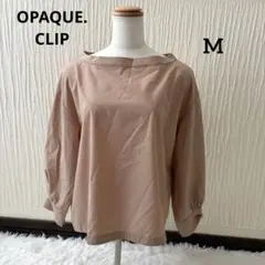 オペークドットクリップ ブラウス ベージュ Ｍ 七分袖 ボートネック 美品
