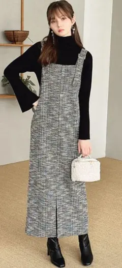 ツイード キャミワンピース ロング丈