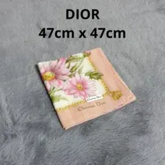 【極美品】Dior　ディオール　ハンカチ　チェーン　花柄　クリーム色 シール付き