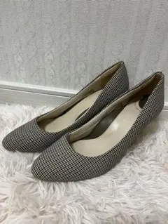 ランダ パンプス　千鳥柄　チェック　 ヒール　カジュアル　オフィスカジュアル