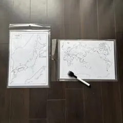 【書いて消せる】日本地図 世界地図 セット A4ホワイトボード|地理 世界史学習