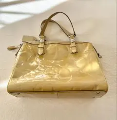 COACH トートバッグ イエロー レザー エナメル