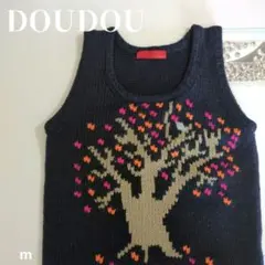 ドゥドゥ　ハイゲージ　ニットベスト　ボタニカル柄　レイヤード