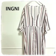 INGNI ロングカーディガン　ストライプ　薄手　半袖　レディース