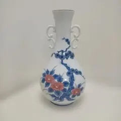 有田焼 花瓶 双耳 花柄 松図 青白磁 和風 インテリア 260319-3A