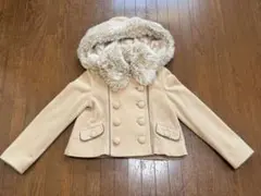 24時間以内に匿名配送 ファー付きショートコート キャメル系