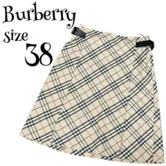 【美品】バーバリーロンドン プリーツススカート ノバチェック ベルト 38