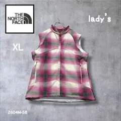 ◇人気◇ ノースフェイス　刺繍ロゴ　ピンク　レディース　ベスト　XLのサムネイル