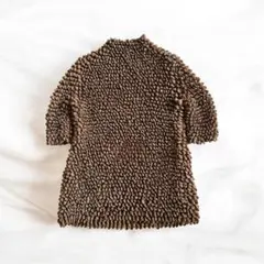 vintageレトロusedプリーツ伸縮性　ポップコーントップス　ブラウン