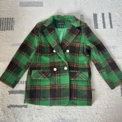 チェック柄ダブルブレストコート