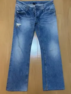 （タグ付き）pledge swag デニムパンツ ダメージ加工 ライトブルーのサムネイル