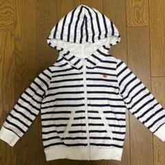 Petit Bateau フード付きストライプパーカー 24m