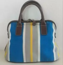 TRANS CONTINENTS ストライプ 柄 ハンドバッグ　ブルー系
