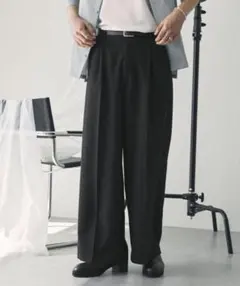 EMMA CLOTHES ストレート 1タック センタープレス ワイドパンツ