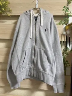 POLOラルフローレン★オールドタグ90s★パーカージップアップ★刺繍★グレー