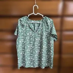 SHEIN 花柄 半袖 トップス グリーン Mサイズ