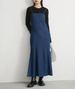 【美品】AuntMarie's キャミワンピースマーメイドスカート青色ワンピース
