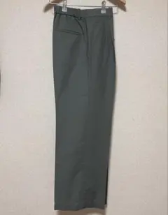 UNIQLO リネンブレンドタックワイドパンツ XS オリーブ