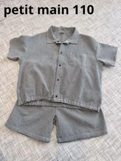petit main チェック柄 半袖シャツショートパンツ セットアップ 110