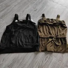 【匿名配送】黒チュニック、カーキ色カバーオール