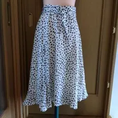 ヒョウ柄フレアスカート ウエストリボン付き　表示1 S〜Mサイズくらいです