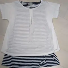 授乳服 ホワイト/ストライプ　Мサイズ