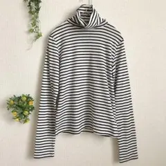 【WE GO】トップス 長袖 ボーダー Tシャツ (F) ハイネック カットソー