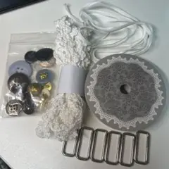 手芸素材セット ボタン レース リボン