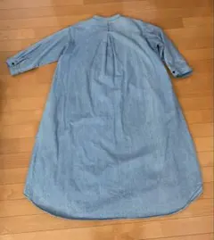 HEART MARKET 綿麻 デニム ロングシャツワンピース F ライトブルー
