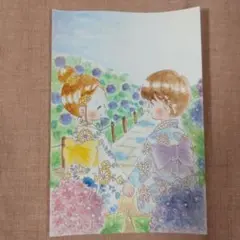 水彩画手描きイラスト 桜の花と春風さん - メルカリ
