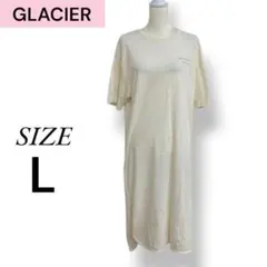 GLACIER シャツワンピース シャツ ロゴ ロング アイボリー おしゃれ L