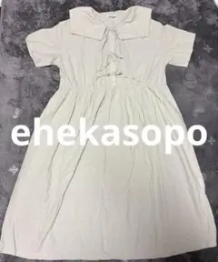 エヘカソポ セーラー襟 リボン開きワンピース グリーン ehekasopo