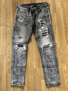 American eagle ダメージデニムパンツ グレー