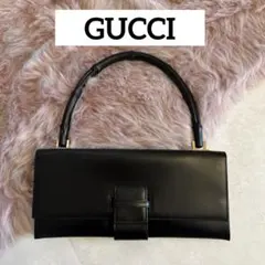 《美品》GUCCI バンブー　ブラックレザーショルダーバッグ　肩がけ　クラッチ
