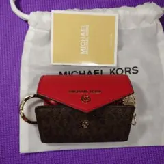 MICHAEL KORS ブラウンレッドキーケース