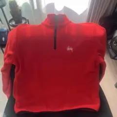 Stüssy ハーフジップ フリースジャケット S レッド