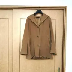 ユニクロ　ブラウン フード付きコート　M 【美品】