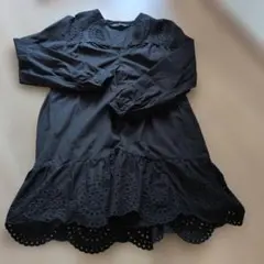 ZARA 刺繍 チュニック 長袖 ブラック XSのサムネイル