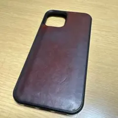 【iPhone12用】ブラウンレザー ハードケース