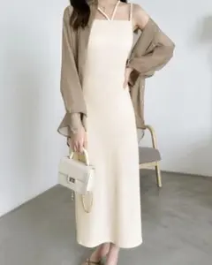 ABITOKYO バックスリットIラインダブルストラップリブキャミワンピ―ス M