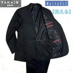 TAKAQ タカキュー セットアップ Y5 スリムフィット 黒　ウォッシャブル