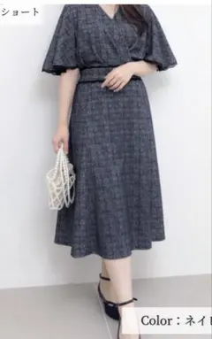 CINEMATIQ レーストリムストレッチワンピ ネイビー フリーロング